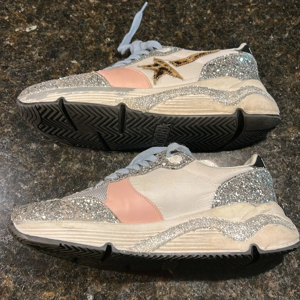 Golden Goose Silver Glitter and Pink Sneakers - Picture 5 of 15